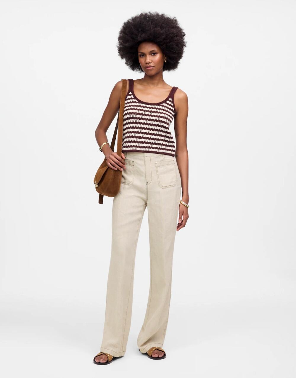 MADEWELL Patch Pocket Flare Pant in 100% Linen Oat Natural Sz 6 NWT $118 {3O23}